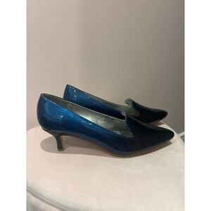 Bobcat Ombre Patent Leather Pointed Toe Kitten Heels Womens 11W Blue